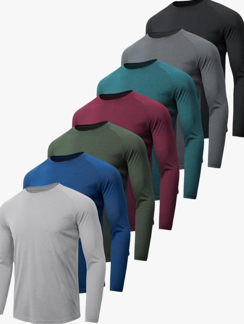  7 Pack Long Sleeve Shirts for Men Sun Protection Quick Dry